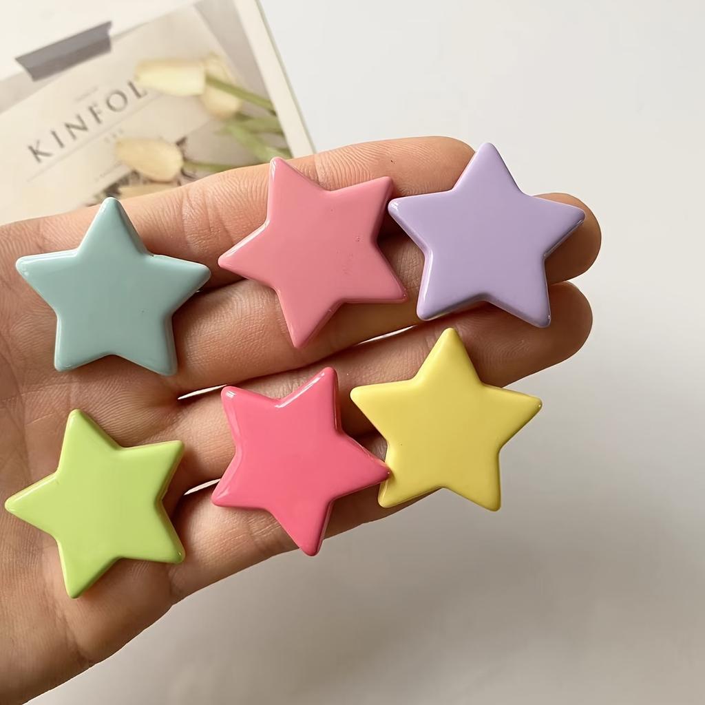 6pcs Colorful Star-Shaped Refrigerator Magnets – Vibrant ABS Material, Perfect for Kitchen Decor, Po Display