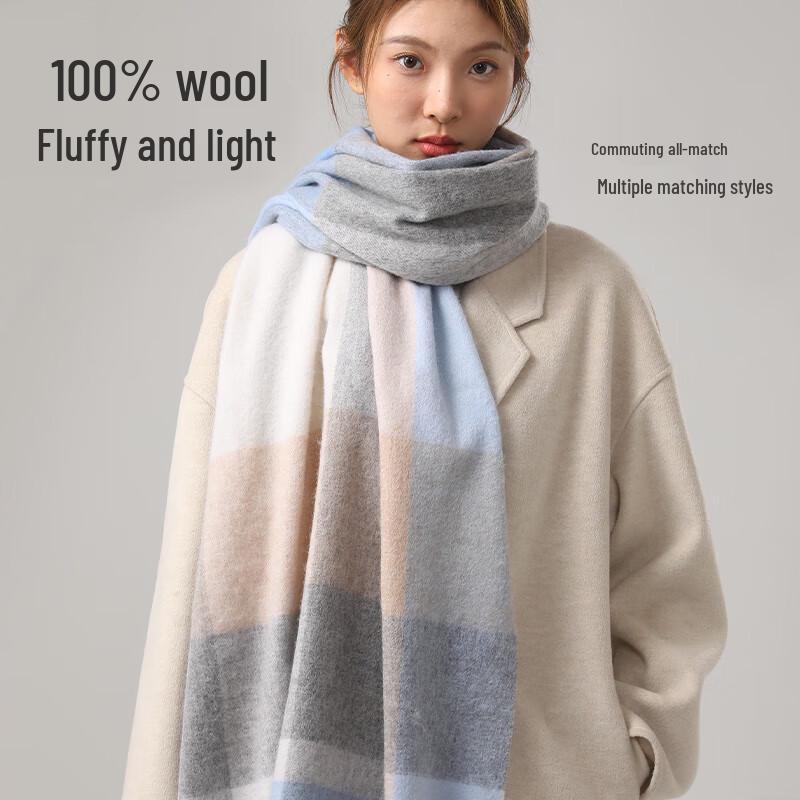 LANGSHA Damen 100% Reine Wolle Winterschal