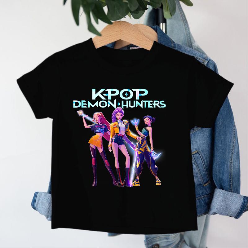 

Нова 2026 KPop Мисливці на демонів Саджа Бойс Мультяшні Хлопці Футболка Круглий виріз Принт Модний Повсякденний Топ Дитяча Футболка Дитячий Одяг 120cm
