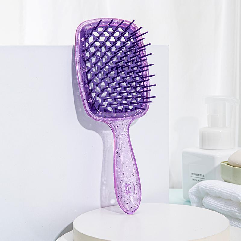 Brosse à cheveux démêlante à paillettes, peigne de massage, peigne pour cheveux emmêlés, brosses creuses pour cheveux bouclés et mouillés, peignes de salon DIY, outil de coiffure