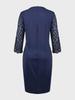 Women's European & American Round Neck Shiny Slim Party Dress with Mesh Three-Quarter Sleeves