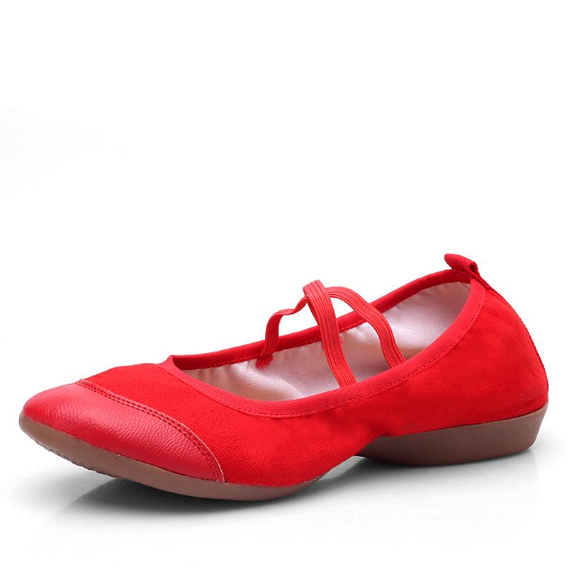 Dance shoes breathable four seasons cowhide bottom non-slip canvas shoes leather soft bottom ladies dance shoes