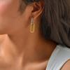 High Polish Chunky Oval Earrings for Women,Waterproof Stainless Steel Hoop Earrings,Trendy Geometric Jewelry Gifts