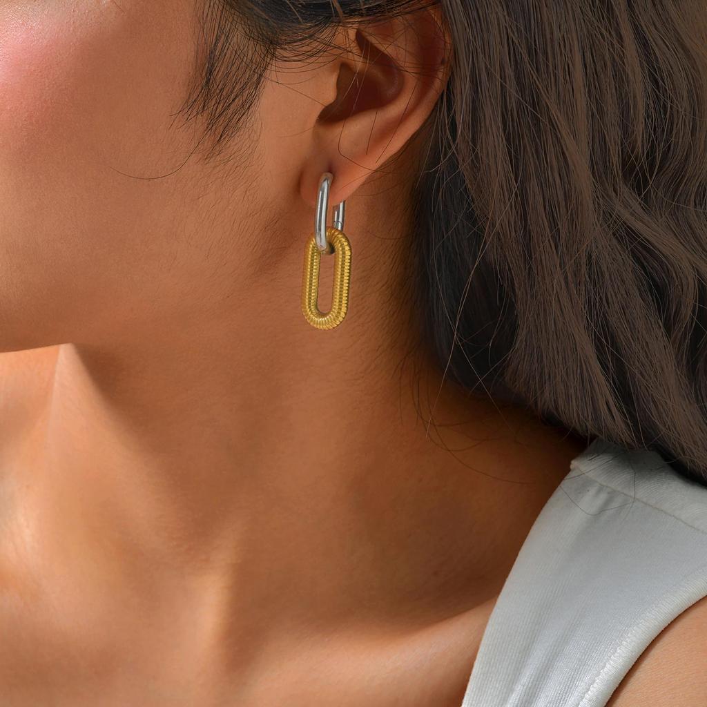 High Polish Chunky Oval Earrings for Women,Waterproof Stainless Steel Hoop Earrings,Trendy Geometric Jewelry Gifts