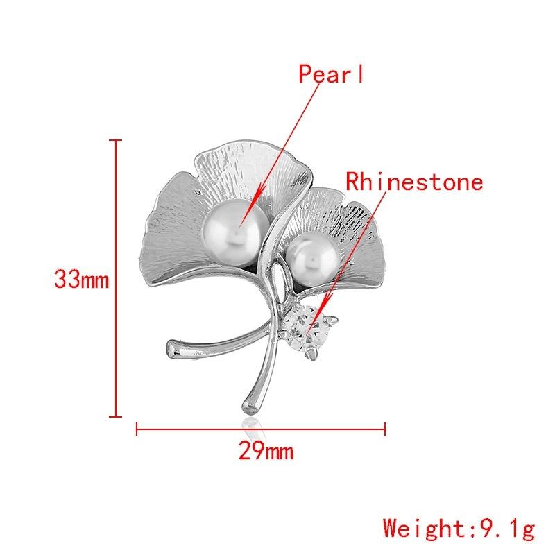 Pearl Ginkgo Leaf Brooches Fashion Jewelry Gift for Female Retro Ancient Gold Plant Clothes Accessories