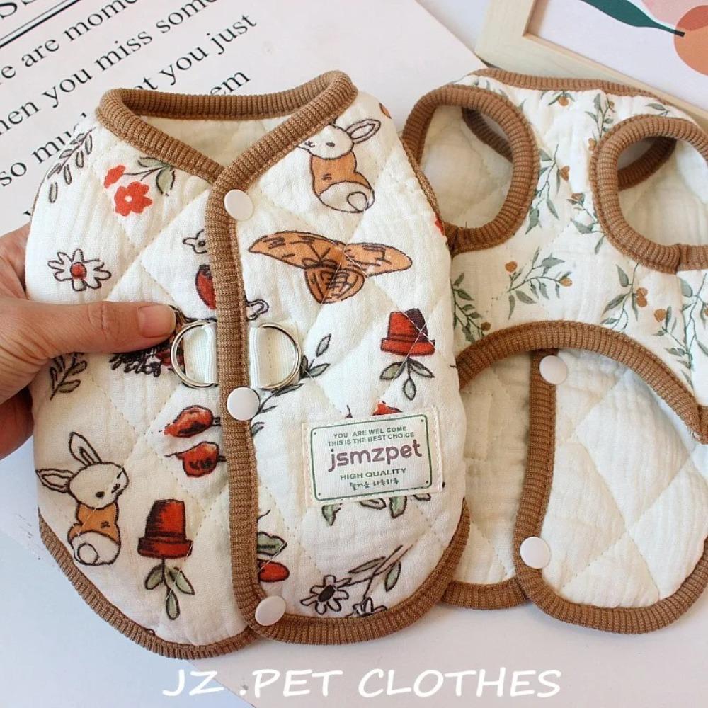 Fashion Cute Rabbit Printed Pet Dog Clothes Winter Warm Pet Supplies Teddy Bear Coat with Velvet Jacket Puppy Clothes Vest Gift