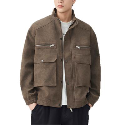 Neue Herbst Maillard Work Lederjacke für Herren Locker Stehkragen Japanische Jacke
