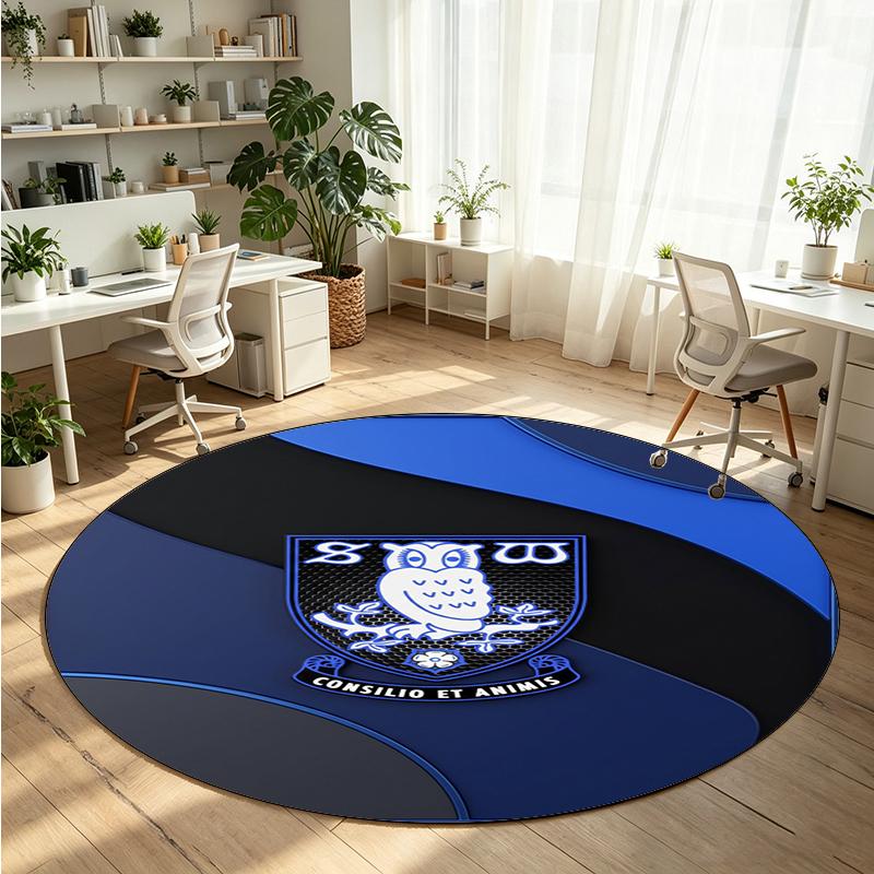 Sheffield Wednesday Football Printed Round Crystal Velvet Rug Soft Non Slip Floor Carpet For Bedroom Holiday Gift