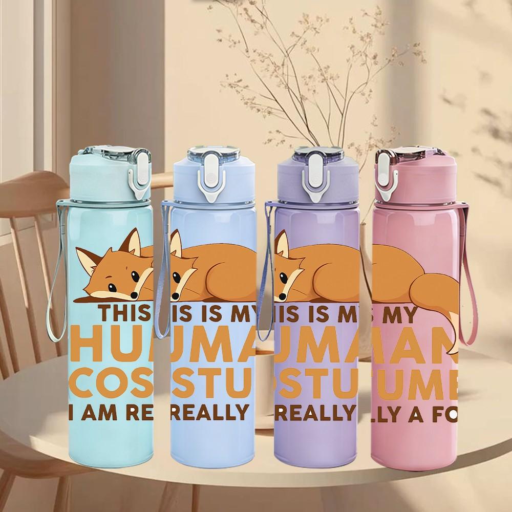1PC This Is My Human Costume Cat Print 750ml Color Plastic Sports Water Bottle Leakproof Flip Straw Lid Suitable for Sports Office Home Use