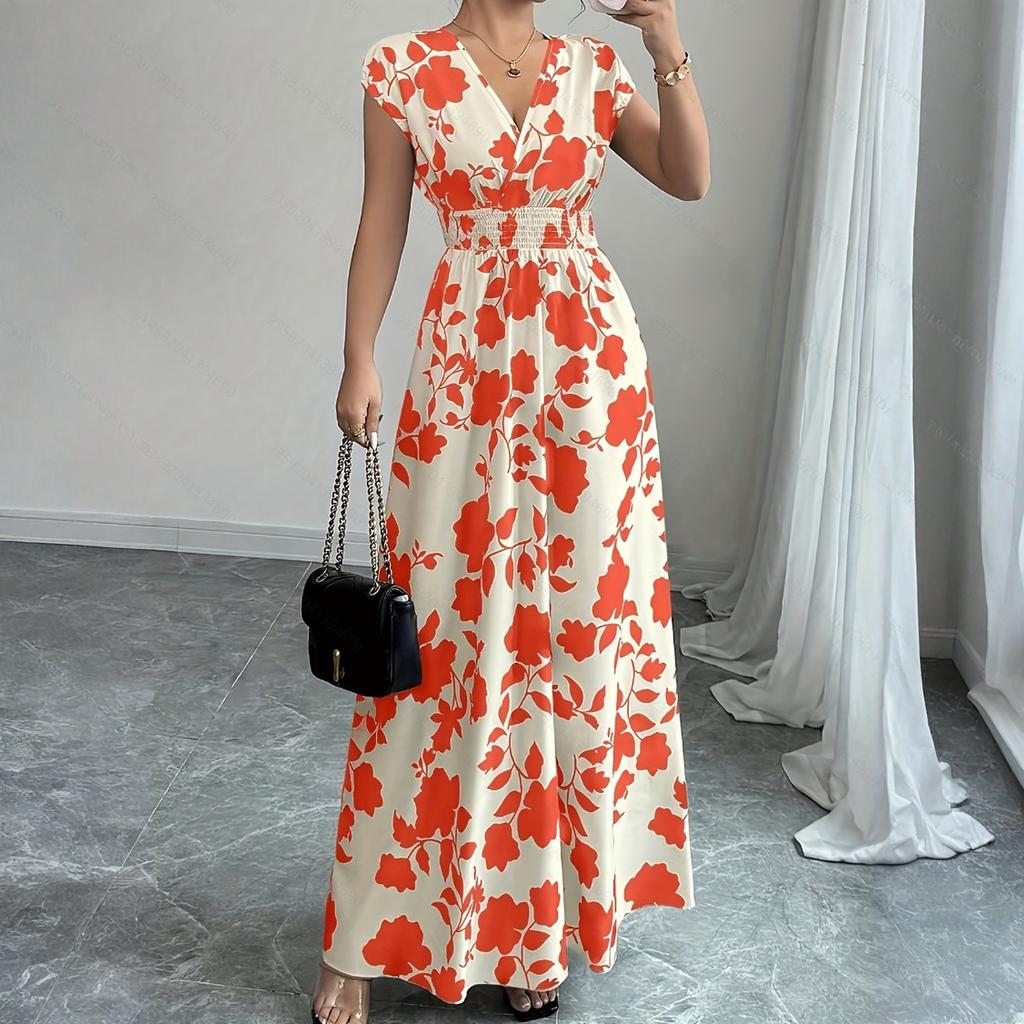 Women's Dress Casual Flowy Dresses  R-neck Vocation Boho Beach Sundress