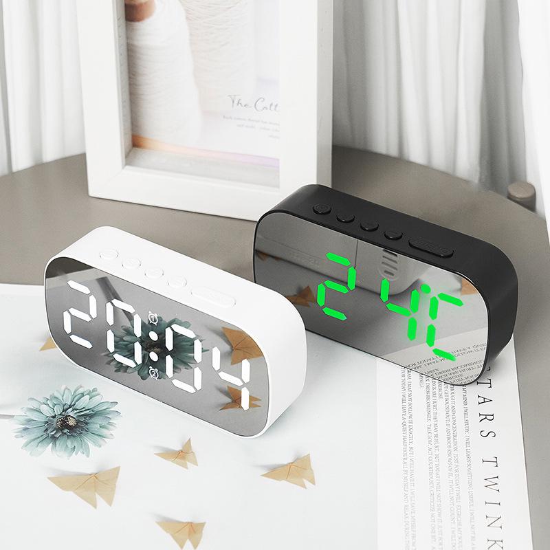Minimalist LED Digital Display Alarm Clock with Mirror Surface for Students and Children - Model 6637.