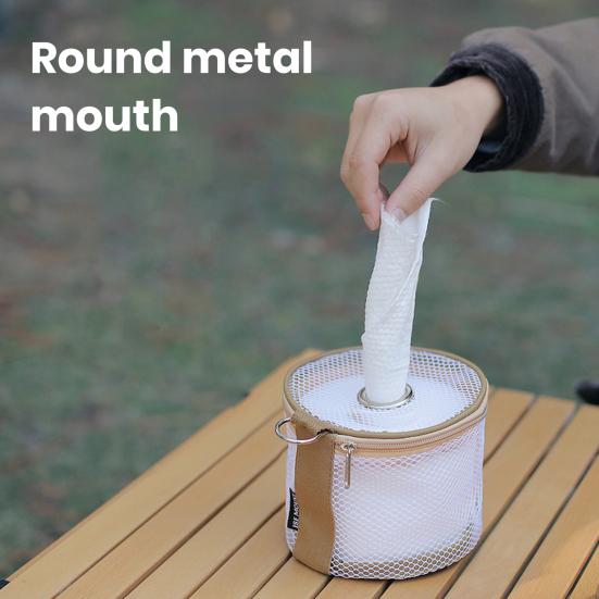 Outdoor Camping Tissue Case Roll Paper Storage Bag Large Capacity Zipper Closure