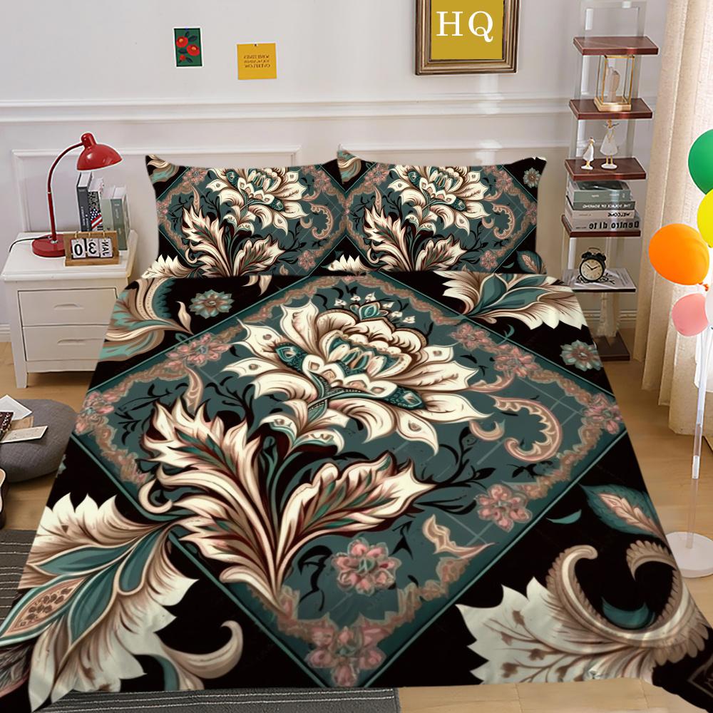 Set Biancheria da Letto Matrimoniale Alta Qualità Fiori Stampa 3D Copriletto Donna Decorazione Camera da Letto