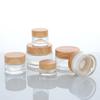 Bouteille en Verre Transparent pour Crème avec Bouchon Effet Bois pour Crèmes pour les Yeux et le Visage
