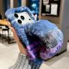 Winter Fluffy Plush Phone Case For iPhone 17 Pro Max 16 15 14 13 Pro Max Air Warm Furry Hand Wrist Soft TPU Silicone Back Cover