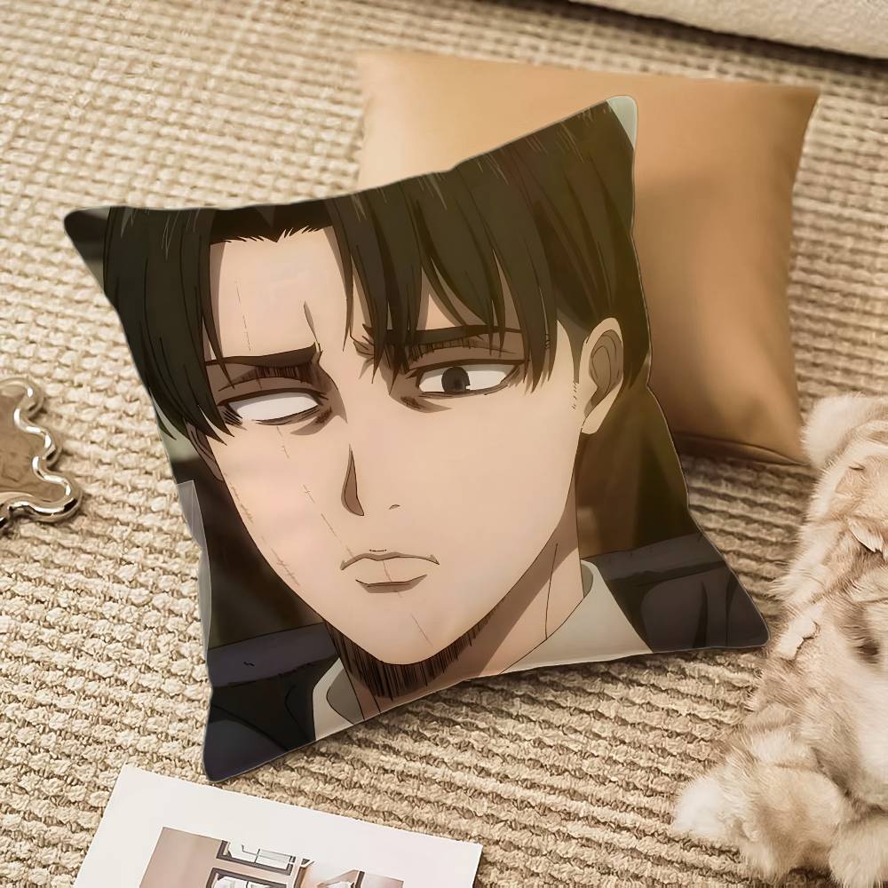 1pc Levi Ackerman Attack On Titan Pillow Case Anti-dustmite Pillowcase Invisible Zipper Silky Plush Sofa