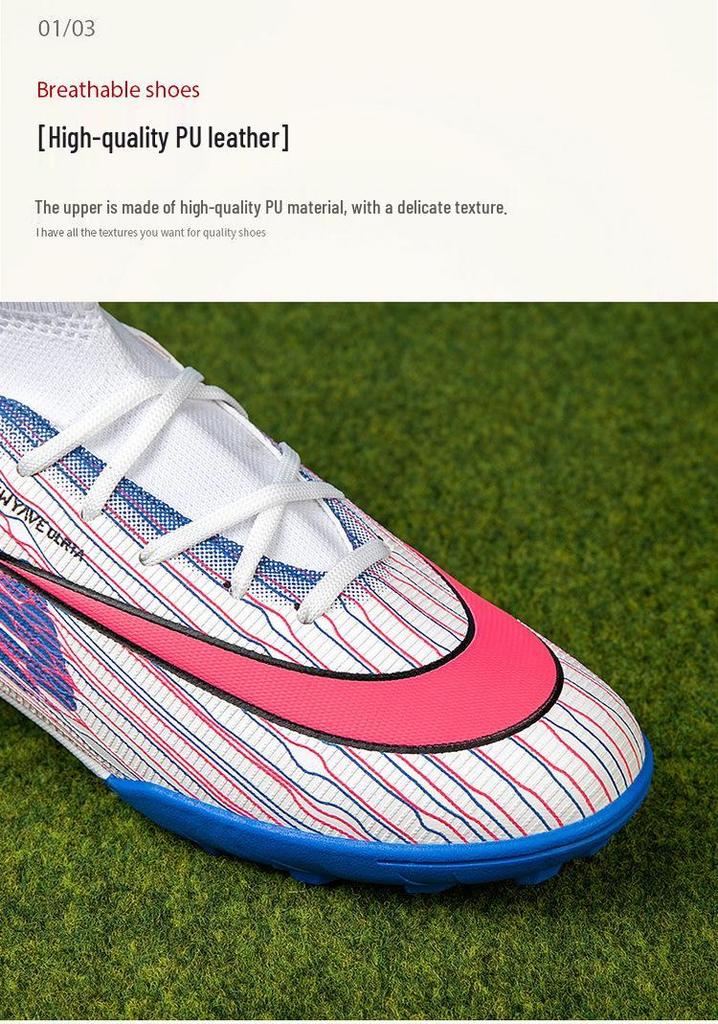High-Top Long-Spike Football Shoes for Teens on Artificial Turf