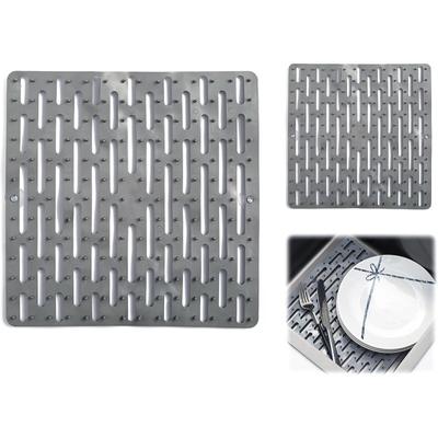 Alfombrilla de silicona plegable antideslizante para fregadero, resistente al calor y antideslizante, protector de fregadero gris.