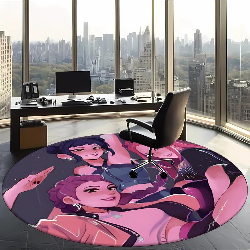 Huntrix (103) Round Office Rug Decorative Floor Rug for Office Bedroom Living Room and Home Space