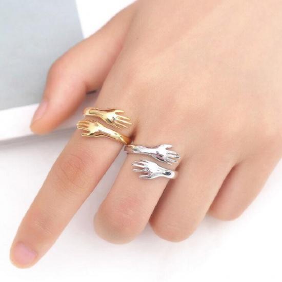 New Gold Color Ring Trend Vintage Elegant Embrace The Love Adjustable Rings for Women Fine Party