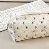 1pc Large Capacity Cosmetic Stationery Organizer Pouch Zipper Closure Bow Design Portable Pouch for School Office Travel Storage