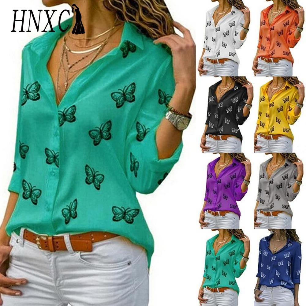 HNXC Women's Fashion Casual  Long Sleeve POLO Neck Blouses & Shirts