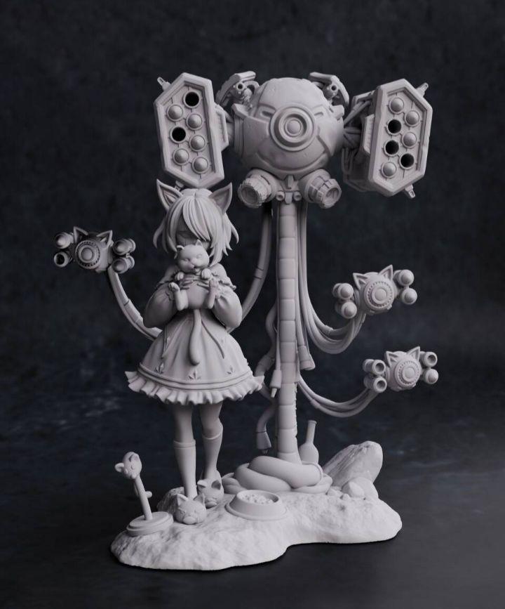 

[USED] 1/10 Cat Ear Girl Unpainted Unassembled Figure Garage Kit Beautiful Girl