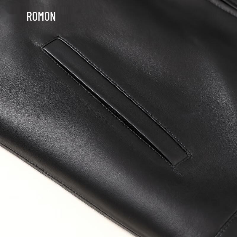 Luomeng Men's Genuine Sheepskin Stand Collar Leather Jacket