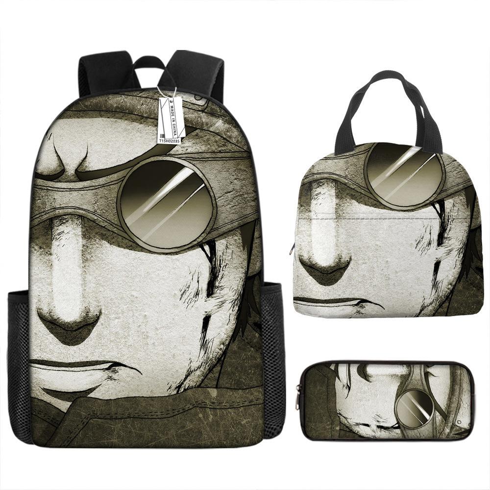 Naruto Schoolbag Elementary School Boys Large Capacity Schoolbag Lunch Bag Pencil Case Three-piece Set