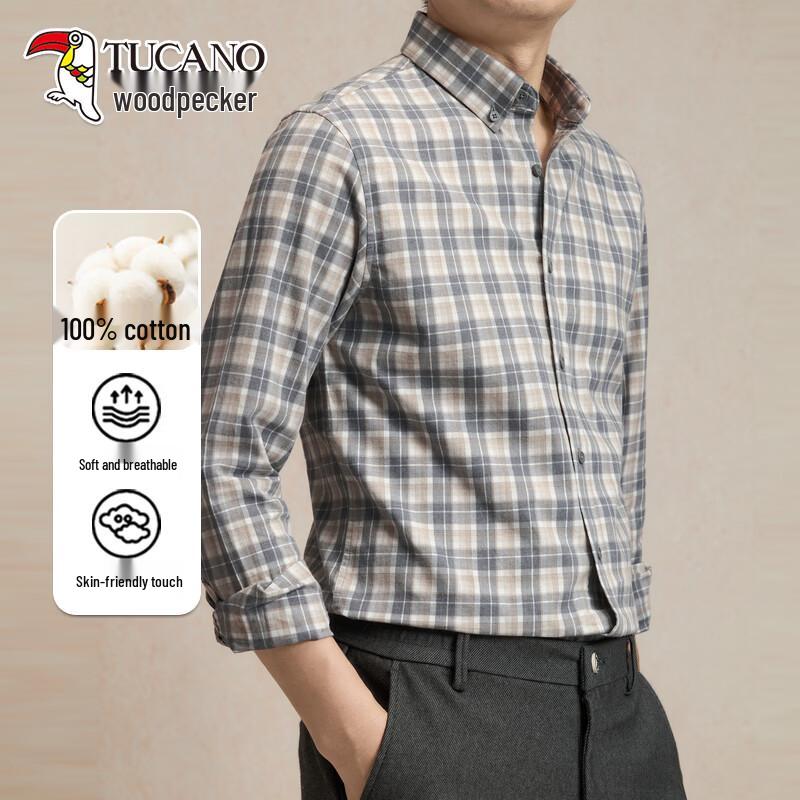 TUCANO Men s 100% Cotton Brushed Plaid Long Sleeve Shirt 3XL