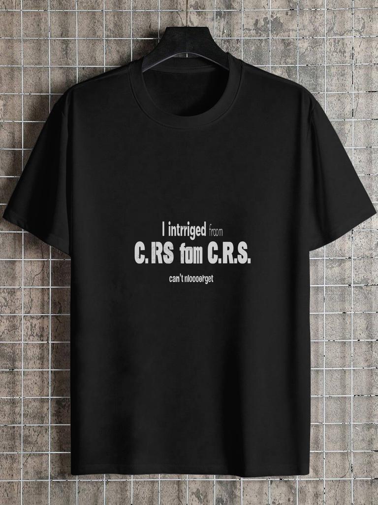 1 Stück Graphisches T-Shirt mit fetter Typografie - 180g Baumwolle Rundhals Kurzarm T-Shirt mit Aufdruck "I Intriged from CRS"