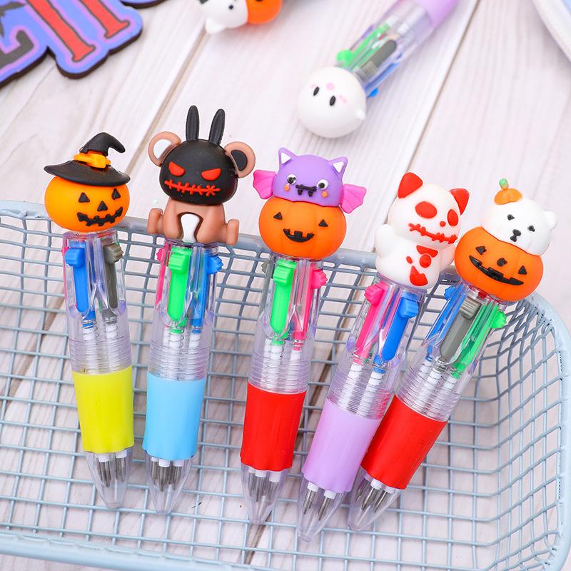 50-1 Halloween Mini Four-color Ballpoint Pen Cute Cartoon Halloween Gift Colored Pen for Elementary School Students