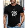 Plus-Size Heren T-shirt, Relaxed en Casual, Comfortabel en Veelzijdig, ROCK & ROLL Design voor Zomerse Ontspanning met een Korte Ronde Hals, Grote Maat