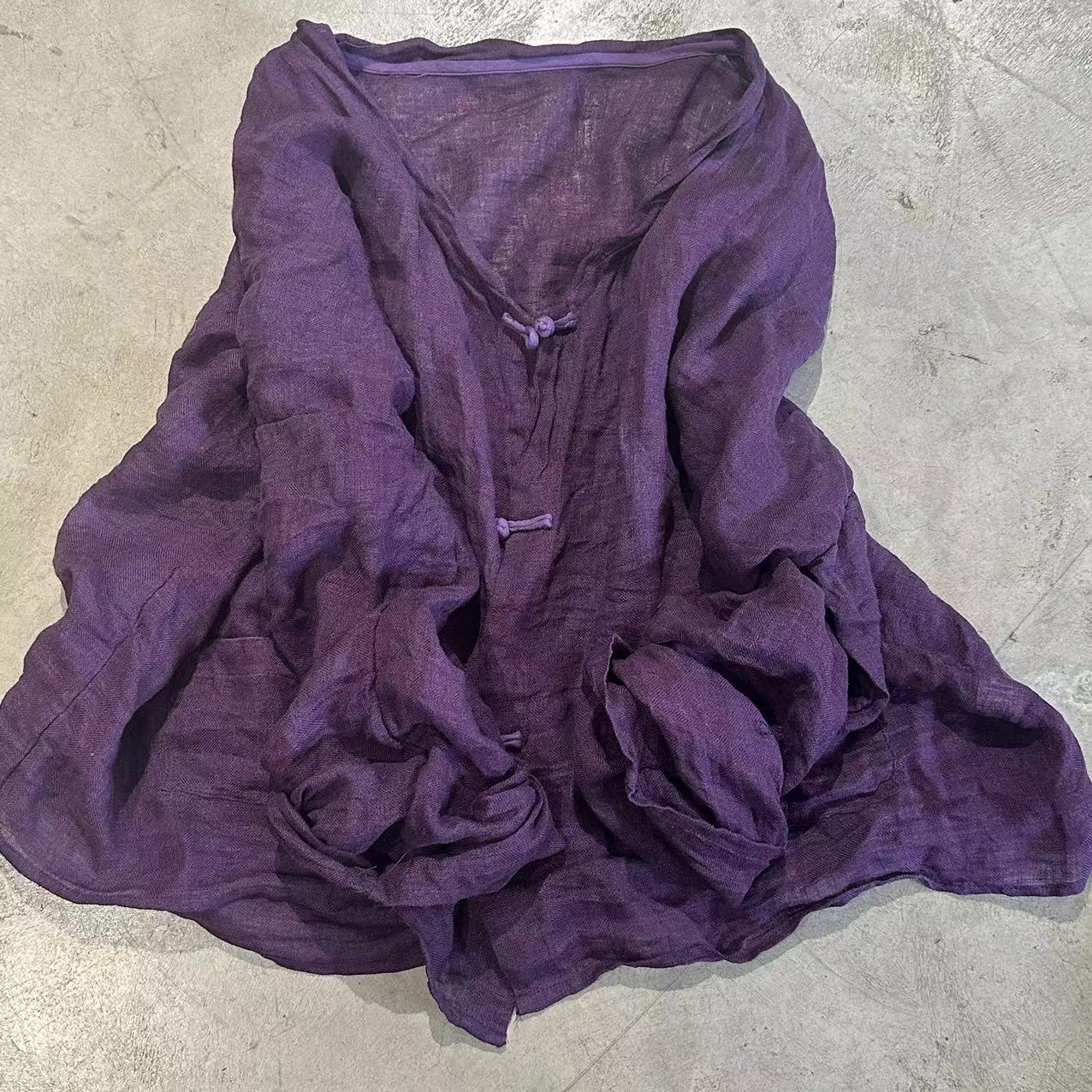 

Johnature Женские винтажные рубашки, топы, однотонные, с длинным рукавом, летние, на пуговицах, с круглым вырезом, женские блузки One Size фиолетовый