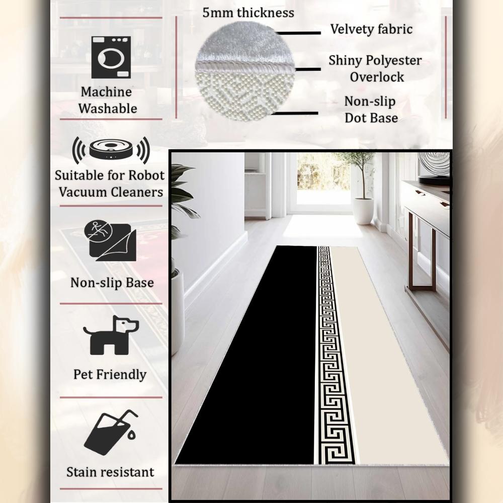 Modern Hallway Rug with Greek Pattern | Chic and Elegant Design, Runner Rug