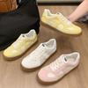 Faux leather lace German training shoes women's 2025 summer new Korean version of platform muffin color matching lace-up casual sports shoes