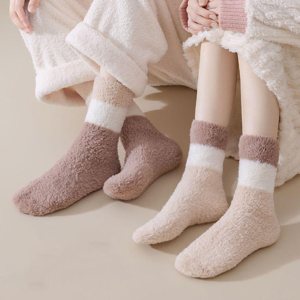 Winter Coral Fleece Socks Sleeping Mid Tube Socks Women Floor Plush Socks  For Female Men