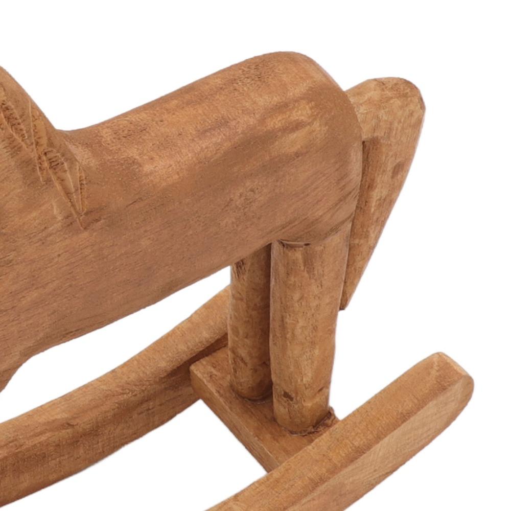 Pine Wooden Rocking Horse Ornament Light Brown Hand Carved Wood Figurine  Bedroom Table Decor