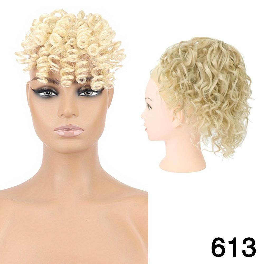 LISI HAIR 2PCS Synthetic Short Clip In Curly Bangs And Loose Short Wavy Curly Drawstring Ponytail For Women Daily Wear