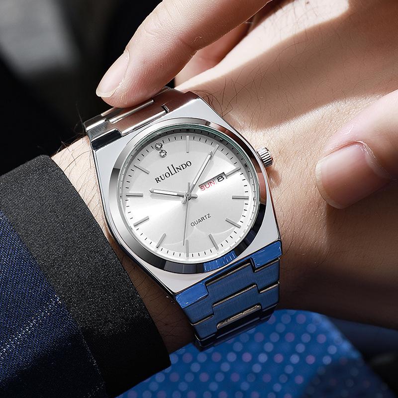 

New Cross border Men s Watch with Steel Strip, Calendar, Quartz, Men s Watch, Men s Luxury слоновая кость