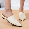 Fashion Baotou slippers autumn new pointed toe mid-mouth soft sole non-slip wear-resistant kitten heel shoes
