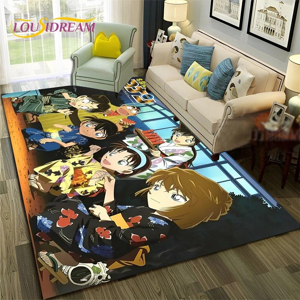 Cartoon HD Detective Conan Anime 3D Carpet Rug for Home Living Room Bedroom Sofa Doormat Decor,Child Area Rug Non-slip Floor Mat