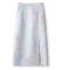 2026 New Chinese Style Embroidered Slit Midi Skirt for Women - Slimming, Hip-Hugging, Ideal for Spring and Autumn