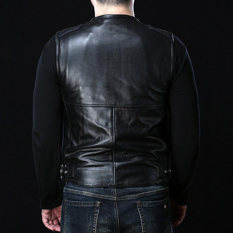Abs Block Harley Vest Summer Rock Leather Locomotive Vest Men's Soaring Embroidered Eagle Cowhide Vest