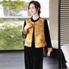 Elegant Spring Vest Suit for Mothers: National Style Velour Top and Outerwear for Middle-Aged Women.