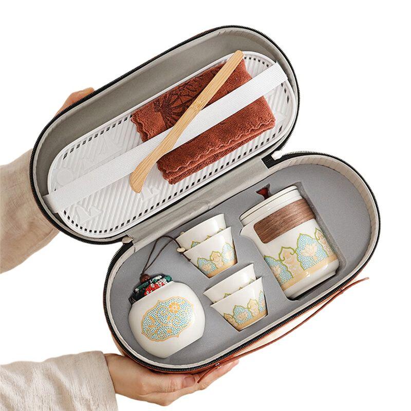 

Tea Pot And Cup Set Portable Travel Tea Set Quick Tea Set Light Luxury Chinese Office Friends Gift White-B61B белый