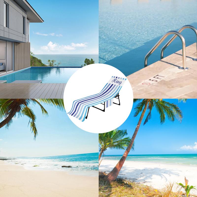 1pz Coprisedia da Spiaggia a Righe con Tasche Laterali Portaoggetti Asciugamano per Sdraio da Piscina Coperture per Lettino Solare adatte per Sedia da Spiaggia