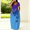 Women Crew Neck Short Sleeve Tunic Dress Plus Size Flowy Design For Summer Casual Shopping Trips