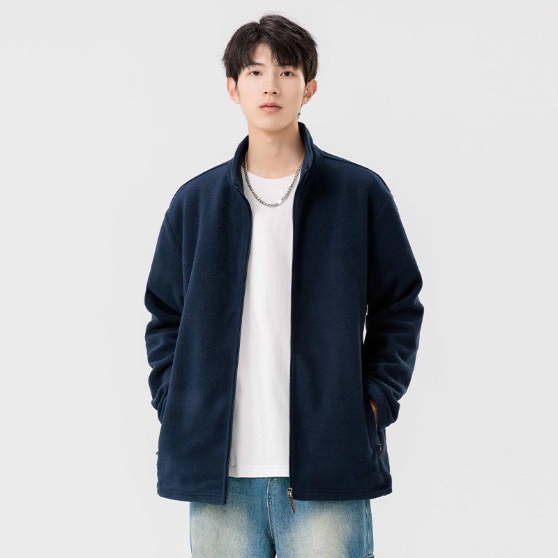 Fleece Jacket Boys Autumn and Winter Cotton-padded Clothes Trendy Handsome Top Winter Baseball Clothes Lamb Wool Men's Jacket