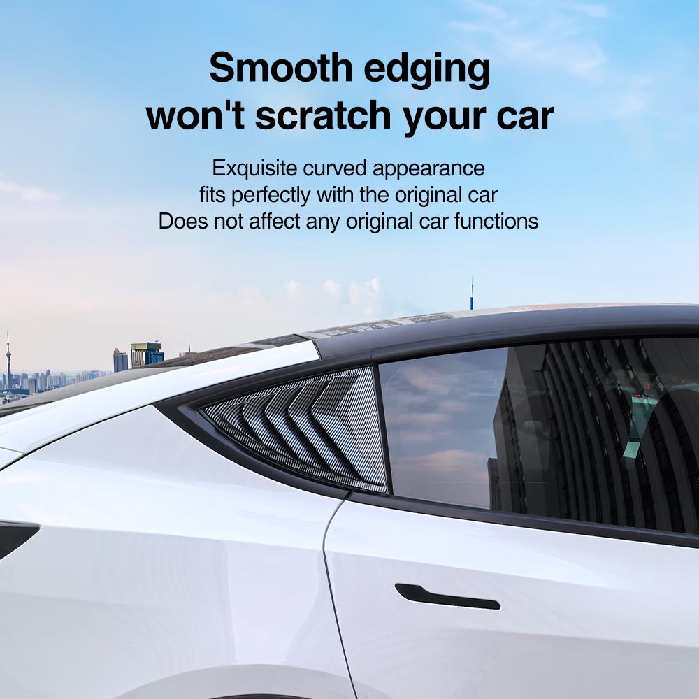 Heenvn 2PCS Side Window Louver Cover Sport Style For Tesla Model Y Juniper Model 3 Highland 2026 ABS Rear Window Shutter Cover